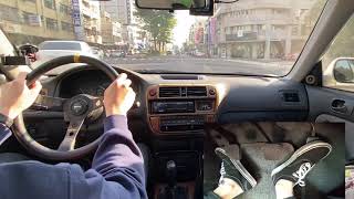 POV Manual Car Commuting to Work with Pedal Cam | HONDA Civic