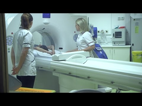 What does the machine look like for a CT scan?