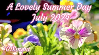 4K 🌞A Lovely Summer Day🌞backyard flowers🌺birdsong🐦bees🐝turkeys🦃evening pinky sky🌌July 2024