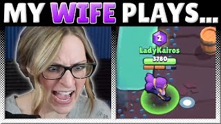 😂 My Wife TRIES to Play Brawl Stars 😂 | Biggest Noob in Brawl Stars HISTORY!