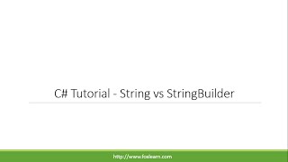 C# Tutorial - String vs StringBuilder