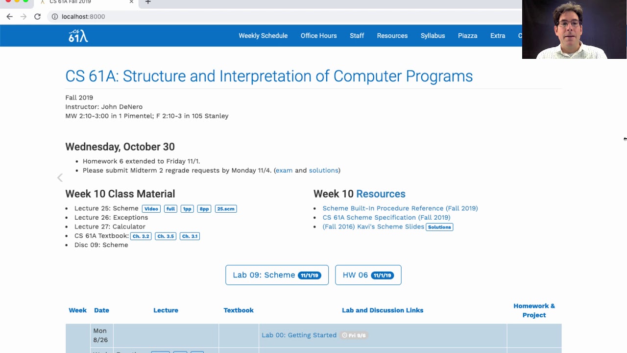 61a Fall 2019 Lecture 26 Video 1 Youtube