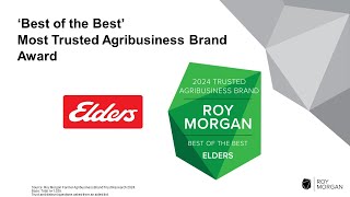 Elders - Best of the Best, Roy Morgan Most Trusted Agribusiness Brand Awards 2024