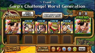 Garp Challenge Worst Generation STR | VS Ace Team OPTC