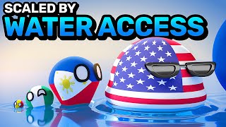 COUNTRIES SCALED BY WATER ACCESS | Countryballs Animation