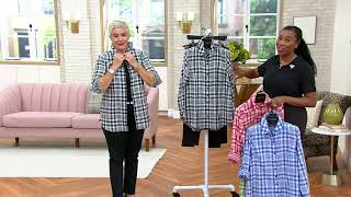 Joan Rivers Cotton Double Cloth Plaid Button Front Shirt on QVC