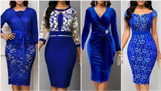 Formal wear blue bodycone dresses designs/ Bodycone Casual wear party wear designer dresses design