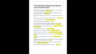 TDLR Esthetician State Board Review correct Answers 2023