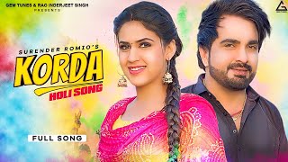 Korda (Official Song) : Surender Romio | Ruchika Jangid | Haryanvi Song