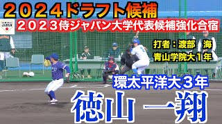 【２０２４東北楽天ゴールデンイーグルスドラフト２位】徳山 一翔（鳴門渦潮→環太平洋大３年）の投球①！　【２０２３侍ジャパン大学代表候補強化合宿１２／２＠坊っちゃんスタジアム】