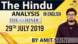 English 29 JULY 2019 - The Hindu Editorial News Paper Analysis [UPSC/SSC/IBPS] Current Affairs