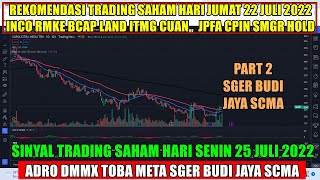 🆕 PART 2 Sinyal Senin 25 juli 2022 Rekomendasi saham scalping trading SGER BUDI JAYA SCMA - Analisa