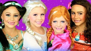 Disney Princess Makeup and Costumes Compilation! Elsa and Anna, Moana, and Jasmine