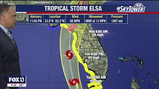 Tropical Storm Elsa Monday night forecast
