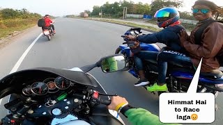 Chapri Rider Wants To Race With My Hayabusa 😡||  Bullet Vs Hayabusa vs Chapri Rider