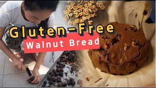 Super easy Gluten-Free walnut cake 用在公园捡的核桃做了个核桃面包～