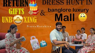 DRESS HUNT in bangalore luxury mall 🥺. RETURN GIFTS unboxing 🤩 #viral#shopping#banglorevlogs