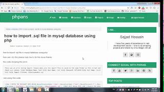 How To Import .sql file in MySQL Database using PHP