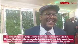 Senator Sengezo Tshabangu speaks after Legislators paid a courtesy call on President Mnangagwa