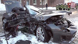 11.02.2021 - VN24 - Jaguar F-TYPE convertible skids on slippery road into oncoming traffic