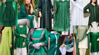 Jashn e Azadi 5 different types of Gorgeous and Fabulous Green and White dress designs 2022 || Tooba