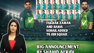 M.Husnain, Fakhar Zaman, and Haris Sohail added to the ODI squad