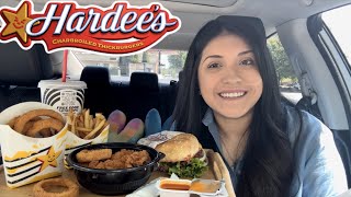 TRYING HARDEE'S FOOD FOR THE FIRST TIME MUKBANG!! 🍔 🍟 ⭐️