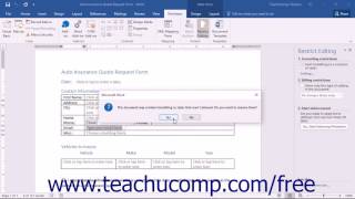 Word 2016 Tutorial Protecting a Form Microsoft Training