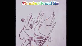 simple peacock desain #simple rangoli design # beginners kolam ## viral video #very very easy kolam