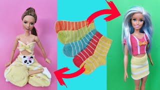 Make New Summer Clothes for BARBIE Doll | Barbie Clothes Making with Socks Easy at Home