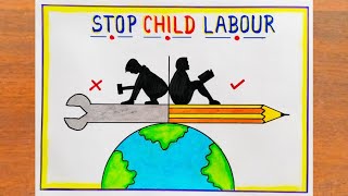 Stop Child Labour Drawing || How to Draw World Day Against Child Labour Poster Easy step by step