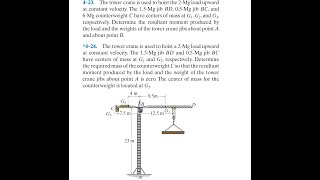 Statics 4.23 - Determine the resultant moment produced by the load and weights of the tower crane.