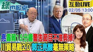 【#綠也掀桌】中美貿易戰2.0 陸祭五招反制 川習暫不通話 亮哥轟川普沒沙推過 吳沛憶憂罷遭酸急了! 藍白聯手罷宜委? 20250205 @中天新聞CtiNews @大新聞大爆卦HotNewsTalk