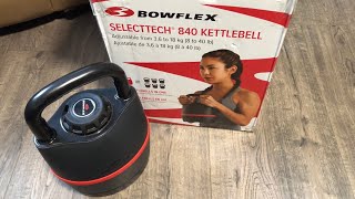 Bowflex Selecttech 840 Kettlebell Unboxing \u0026 Overview | Kettle Ball Workout 8 - 40 lbs