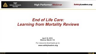 Webinar - End of Life Care: Learning from Mortality Reviews