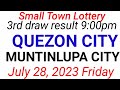 STL - QUEZON CITY,MUNTINLUPA CITY July 28, 2023 3RD DRAW RESULT