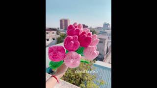 ផ្កាធូលីប🌷#tulip #crochet #bouquet #foryou #love