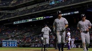 NYY@TEX: Gardner hits a two-run shot for 21-5 lead