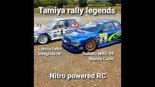 Subaru WRC 99 and Lancia Delta Integrale. Legendary rally cars by Tamiya, TG10 mk1. nitro powered RC