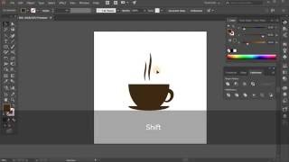 Simple coffee cup icon. Tutorial Adobe Illustrator CC for beginners