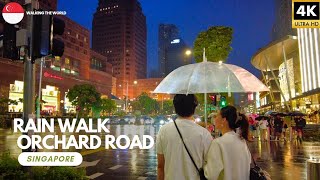 Rainy Evening Walk in Singapore | ASMR City Sounds \u0026 Relaxing Ambience in 4K Ultra HD