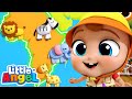 Animals Around The World | Little Angel Color Songs & Nursery Rhymes | Learn Colors & Shapes