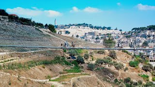 Israel's longest suspension bridge in Jerusalem [4k] | Walking from Jaffa Gate to the new bridge