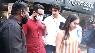 Saif Ali Khan, Sara Ali Khan And Ibrahim Ali Khan Spotted Outside Bastian For Lunch At Bandra
