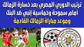 جدول ترتيب الدوري المصري بعد خسارة الزمالك أمام سموحة وخماسية إنبي ضد البنك وموعد مباراة الزمالك