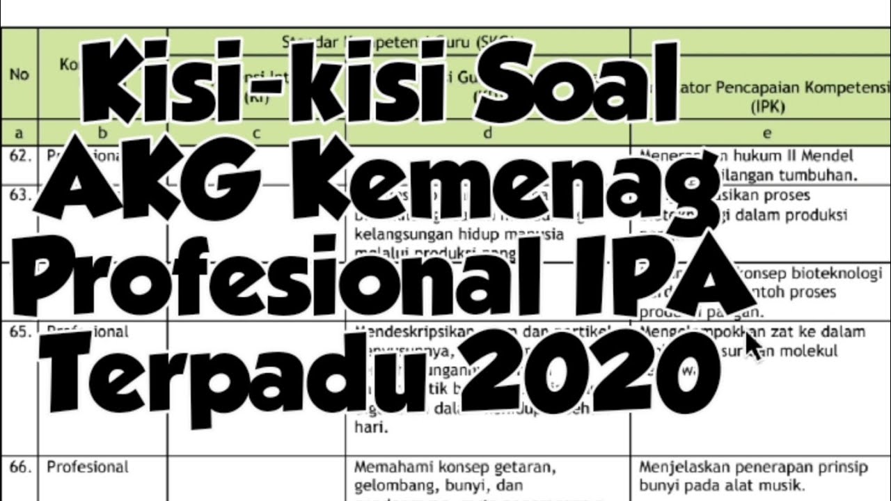 Soal AKG Kemenag 2020 Profesional Part 2 - IPA Terpadu - YouTube