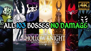 Hollow Knight: Godmaster | All 103 Boss Fights \u0026 All 5 Endings + Path of Pain (NO DAMAGE)