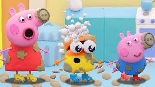 Peppa Pig Official Channel | Muddy Puddle Jump with Peppa | Play-Doh Show Stop Motion