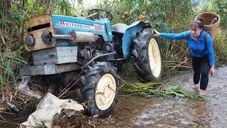 TIMELAPSE VIDEO: Girl finds MITSUBISHI farm machinery abandoned on riverbank after flood