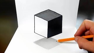 How to Draw a Levitating Cube for Kids - Easy 3D Trick Art